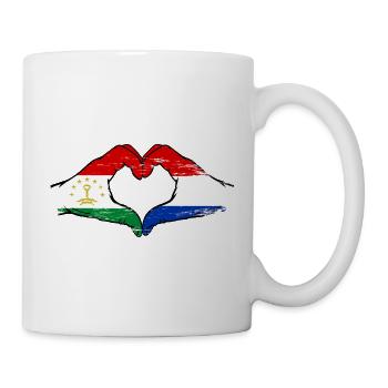 Drapeau du Pays-Bas du Tadjikistan Mains en forme de cœur - Mug blanc - blanc - Droite