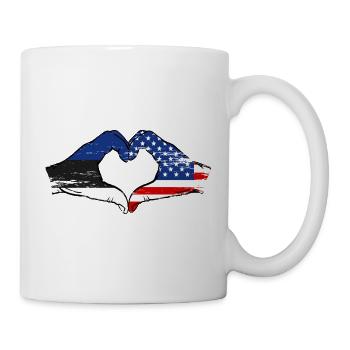 Drapeaux du cœur des États-Unis d’Estonie - Mug blanc - blanc - Droite