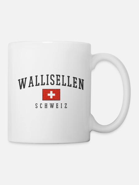 Wallisellen Schweiz Emblem mit Schweizer Flagge - Tasse - Weiß