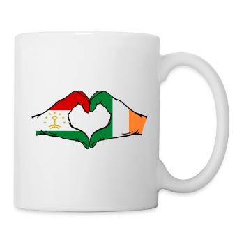 Tajikistan Ireland Flag Hands Heart Shape - Mug - white - Right