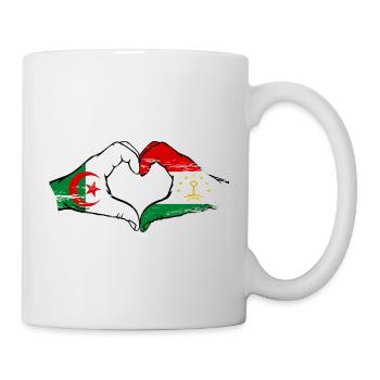 Tajikistan Algeria flag hands heart shape used - Mug - white - Right