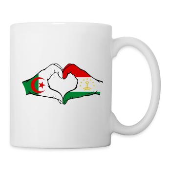 Tajikistan Algeria Flag Hands Heart Shape - Mug - white - Right
