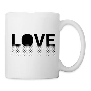 Liebe in Punkten auf schwarzem Hintergrund - Tasse - Weiß - Rechts
