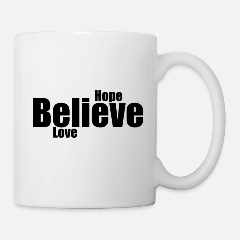 Faith Love and Hope Typographic Design - Mug - white