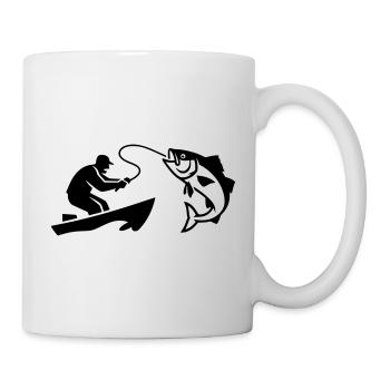 Angler Boat Fish Silhouette - Mug - white - Right