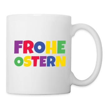 Frohe Ostern Bunte Schrift Typographie - Tasse - Weiß - Rechts