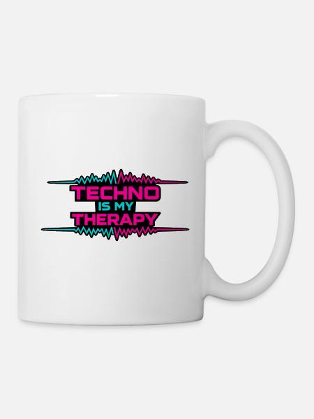 Techno Therapy Neon Pulse - Tasse - Weiß