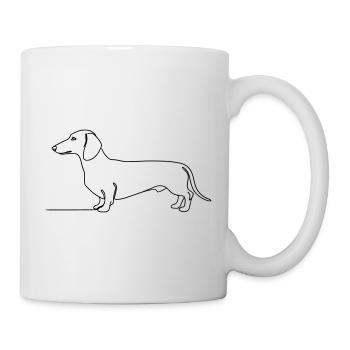 Dackel Teckel One Line Art - Tasse - Weiß - Rechts