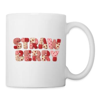 Faux Patchwork Erdbeerfrucht-Jahrgang - Tasse - Weiß - Rechts