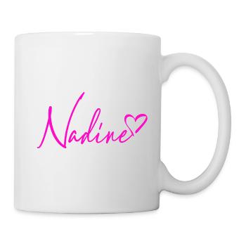 Nadine Signatur Neon Pink - Tasse - Weiß - Rechts