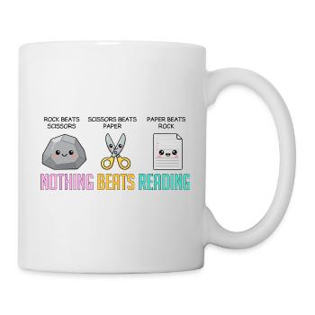 Nothing Beats Reading Book Rock Paper Scissor Cute - Mug - white - Right