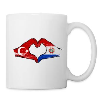 Türkei_Paraguay_Flagge_Hände_Herzform_used - Tasse - Weiß - Rechts