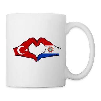 Türkei_Paraguay_Flagge_Hände_Herzform - Tasse - Weiß - Rechts