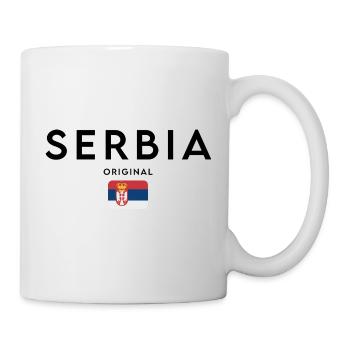 Flagge Serbiens, elegantes minimalistisches Design - Tasse - Weiß - Rechts