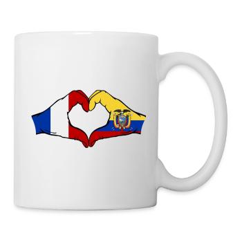 France, Équateur, drapeau Mains, Forme de cœur - Mug blanc - blanc - Droite