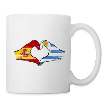Flaggenherz Spanien Uruguay used - Tasse - Weiß - Rechts