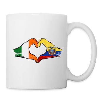 Cœur du drapeau de l’Irlande et de l’Équateur utilisé - Mug blanc - blanc - Droite