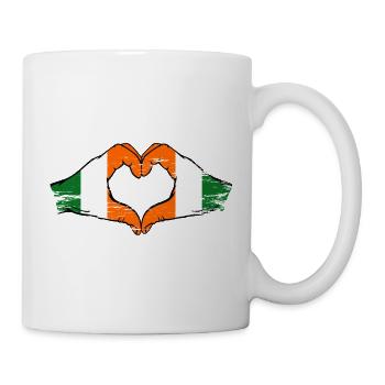Drapeau de la Côte d’Ivoire d’Irlande Cœur utilisé - Mug blanc - blanc - Droite