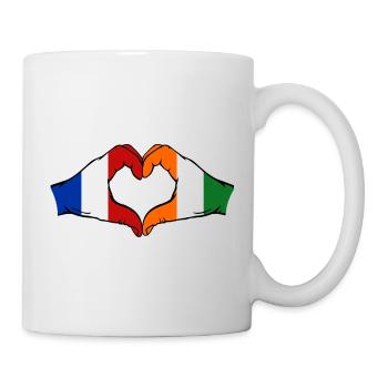 Frankreich Elfenbeinküste Flagge Hände Herzform - Tasse - Weiß - Rechts