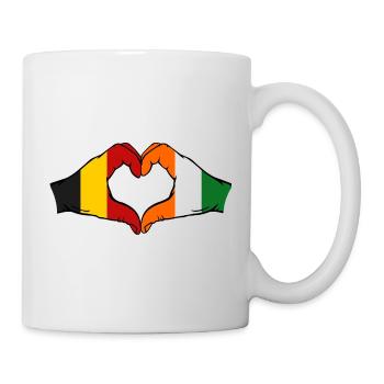 Drapeau de la Belgique Côte d’Ivoire Mains en forme de cœur - Mug blanc - blanc - Droite