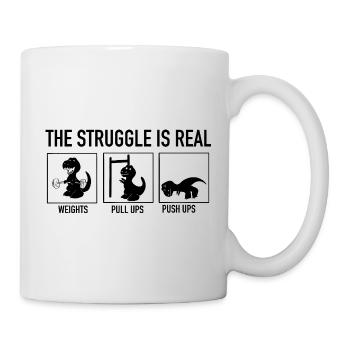 T-Rex Gym Struggle - Funny Dinosaur Weightlifting - Mug - white - Right