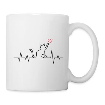 Cat ECG Heartbeat Heart - Mug - white - Right