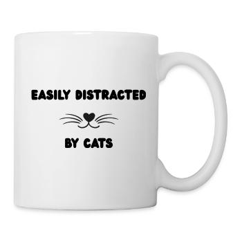 Heart Mustache Minimal Cat Motif - Mug - white - Right
