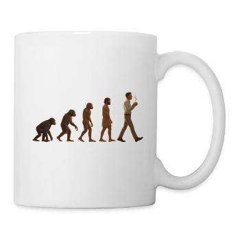 Evolutionary journey: From ape to coffee-drinking man - Mug - white - Right
