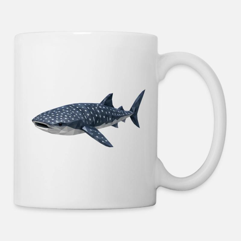 Requin-baleine polygonal – Art géométrique - Mug blanc - blanc