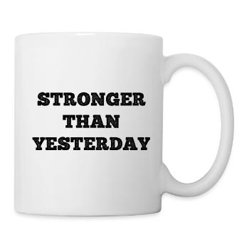 Gym Spruch Shirt Stronger Than You - Mug - white - Right