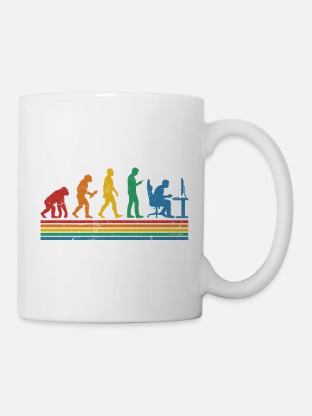 Regenbogen-Evolution im Büro - Tasse - Weiß