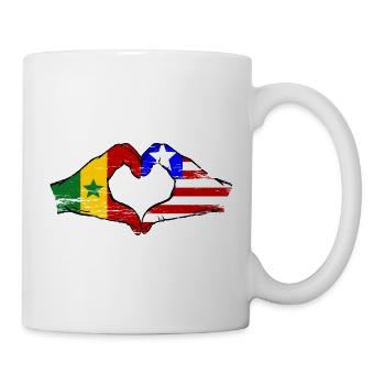 Senegal_Liberia_Flagge_Haende_Herzform_used - Mug blanc - blanc - Droite