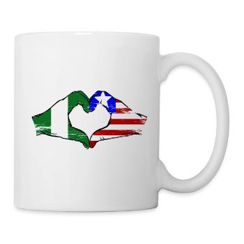 Nigeria_Liberia_Flagge_Haende_Herzform_used - Mug blanc - blanc - Droite