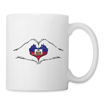 Haiti_Flagge_Hände_Herzform_used - Mug blanc - blanc - Droite