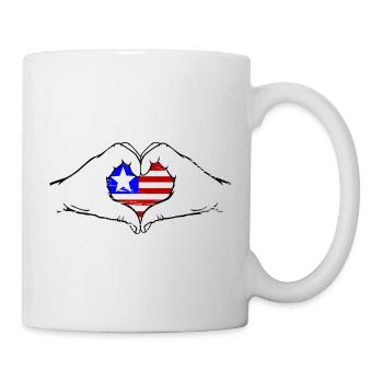 Liberia_Flagge_Hände_Herzform_used - Tasse - Weiß - Rechts