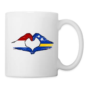 Holland_Curaçao_Flagge_Haende_Herzform_used - Mug blanc - blanc - Droite