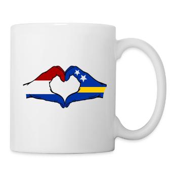 Mains du drapeau de Curaçao de la Hollande en forme de cœur utilisées - Mug blanc - blanc - Droite