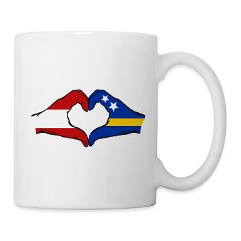 Österreich_Curaçao_Flagge_Haende_Herzform - Mug - white - Right