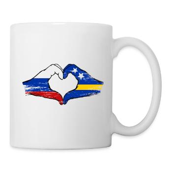 Russia Curacao flag hands heart shape used - Mug - white - Right