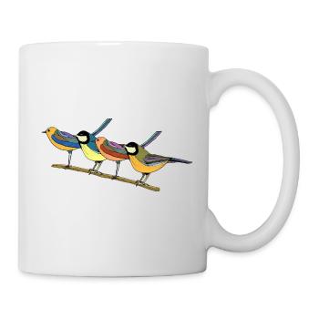 Bunte Vögel - Tasse - Weiß - Rechts