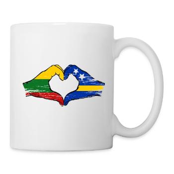 Lithuania Curaçao flag hands heart shape used - Mug - white - Right