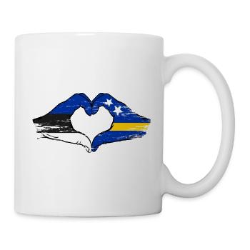 Estonia Curacao flag hands heart shape used - Mug - white - Right