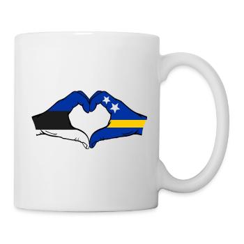Estonia Curacao Flag Hands Heart Shape - Mug - white - Right