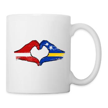Latvia Curacao flag hands heart shape used - Mug - white - Right