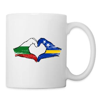 Bulgaria Curacao flag hands heart shape used - Mug - white - Right