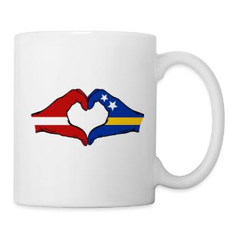 Latvia Curaçao Flag Hands Heart Shape - Mug - white - Right