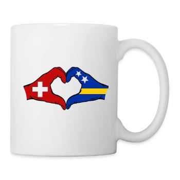 Switzerland Curacao Flag Hands Heart Shape - Mug - white - Right