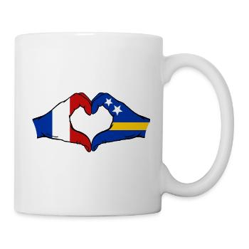 France Curacao Flag Hands Heart Shape - Mug - white - Right