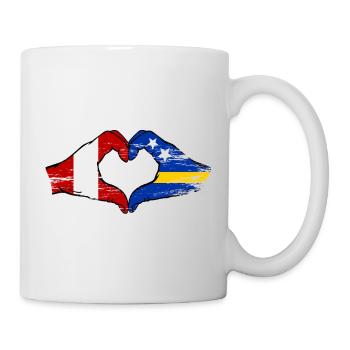 Peru Curacao flag hands heart shape used - Mug - white - Right