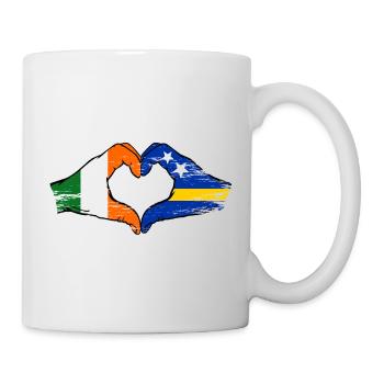 Ireland Curacao flag hands heart shape used - Mug - white - Right